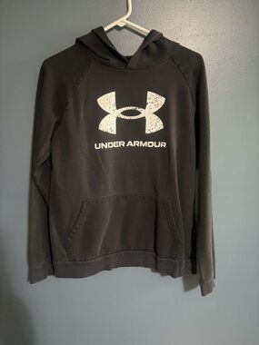 Under Armour Black Hoodie with White Logo Accent - Youth XL